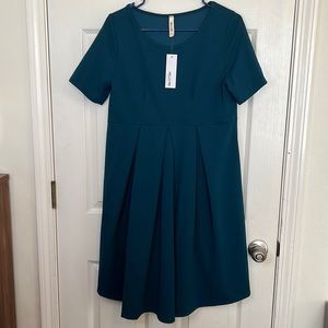 Teal, pleated maternity Dress by Hello MIZ.